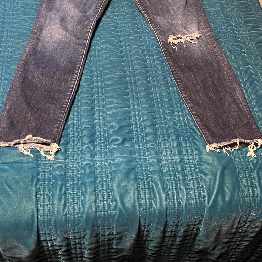 MOTHER womens Distressed Dark Blue Skinny Jeans - Picture 5 of 8